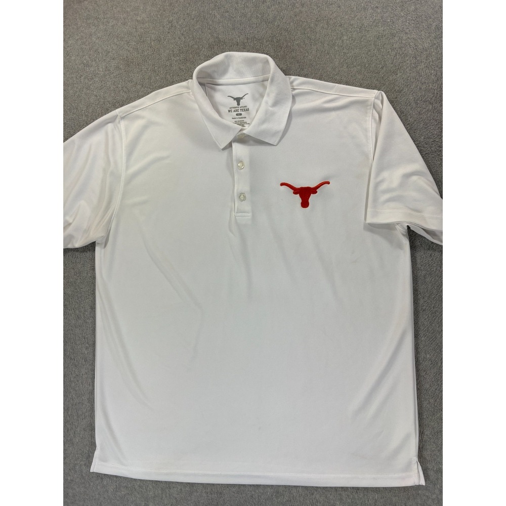 Texas Longhorns Stitched Logo S/S Campus Polo Shirt (Men's XL) White